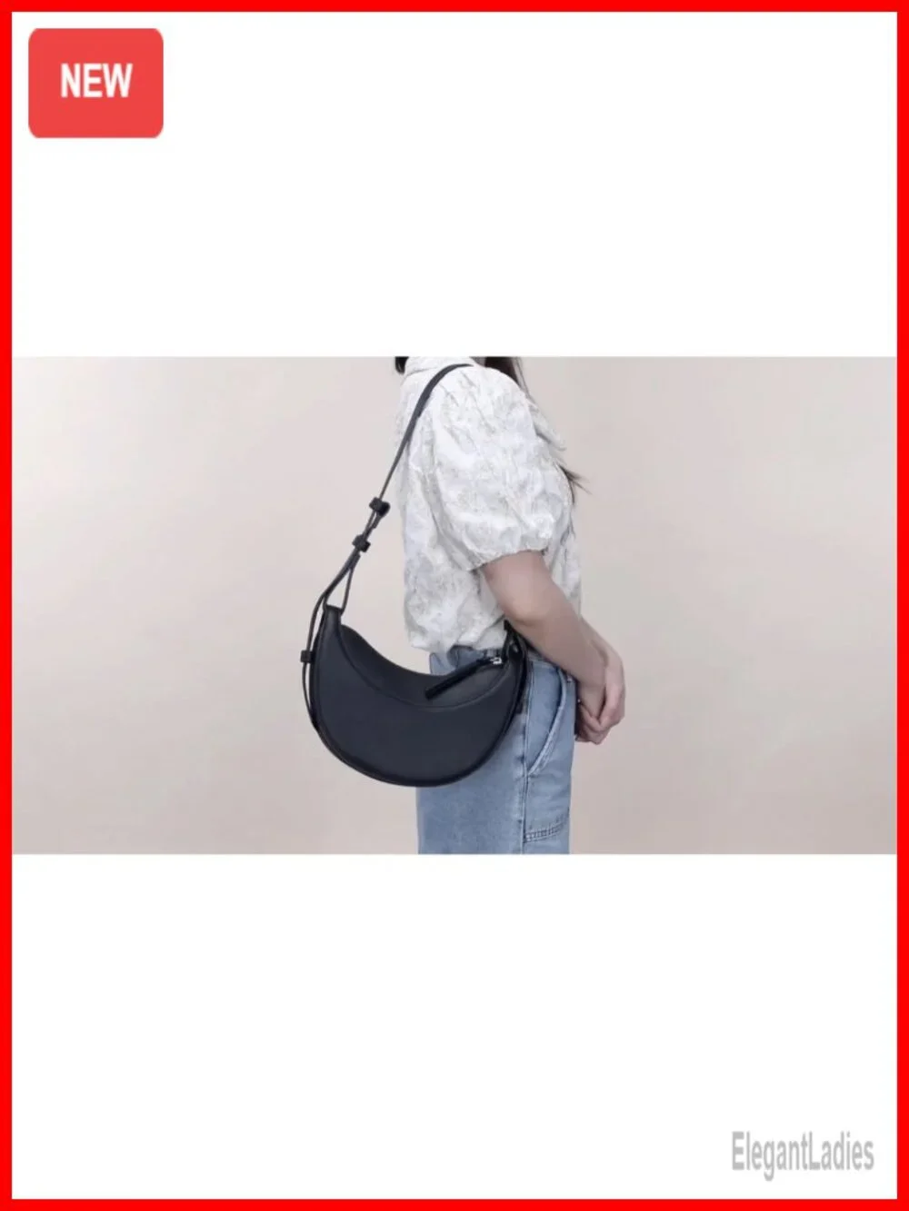 Faux Leather Saddle Bag Crescent Purse Hobo Crossbody Handbag